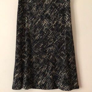 Women’s Merona size large spandex midi skirt tan black abstract graphic print